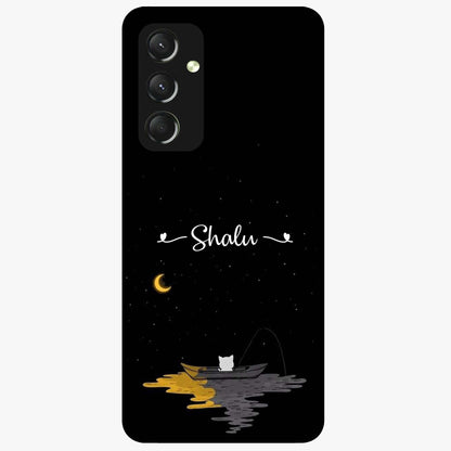 Silent Night Row Glass Case showing flat back view with calm night themed artwork and glossy glass finish.