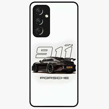 Turbo Legacy Icon Glass Case showing flat back view with iconic sports car inspired artwork and glossy glass finish.