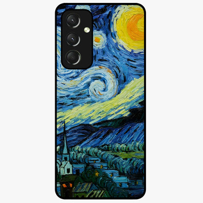 Van Gogh Art Glass Case showing flat back view with classic painterly artwork inspired by Van Gogh style and glossy glass finish.