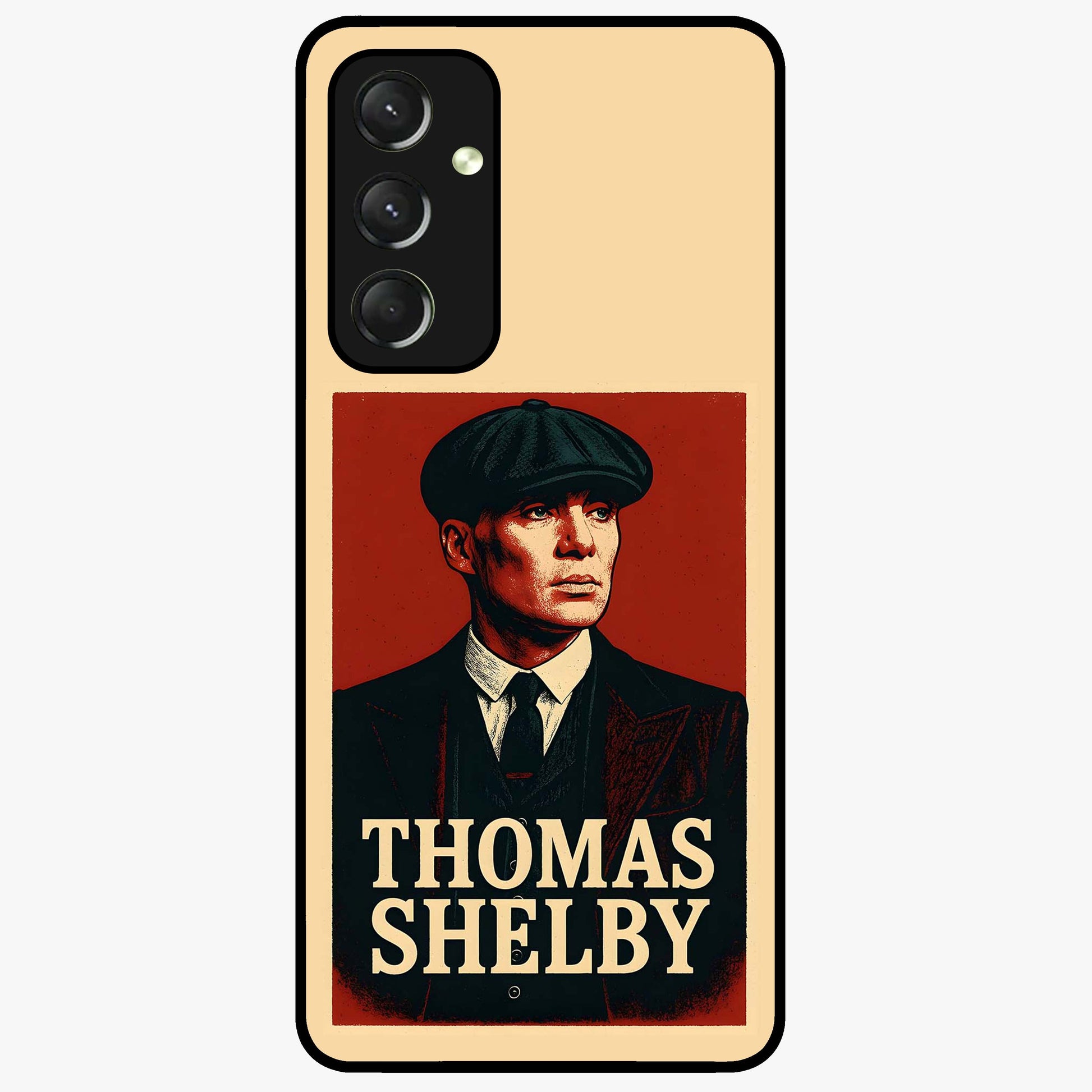Vintage Mafia Authority Glass Case showing flat back view with bold vintage mafia inspired artwork and glossy glass finish.