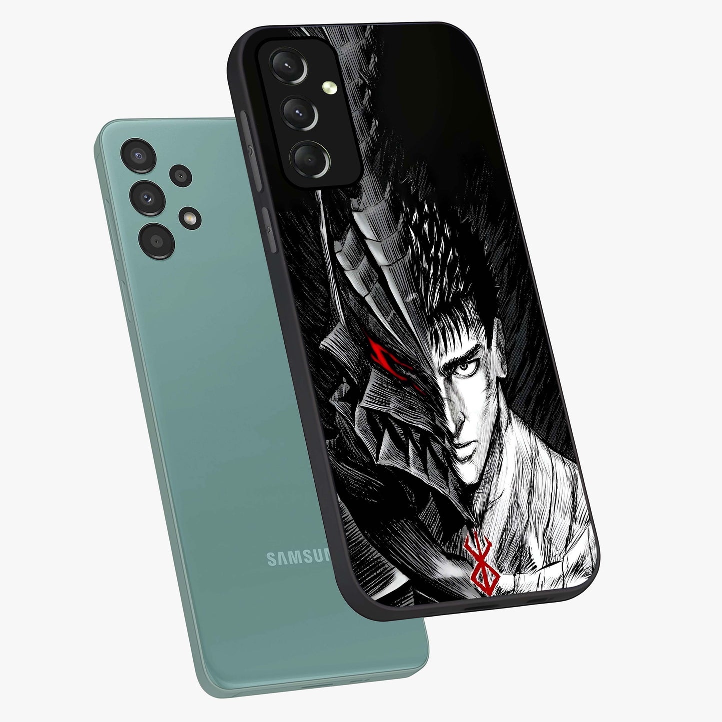 Berserker Blood Oath Glass Case displayed in angled mockup highlighting dark fantasy graphic design and powerful theme.