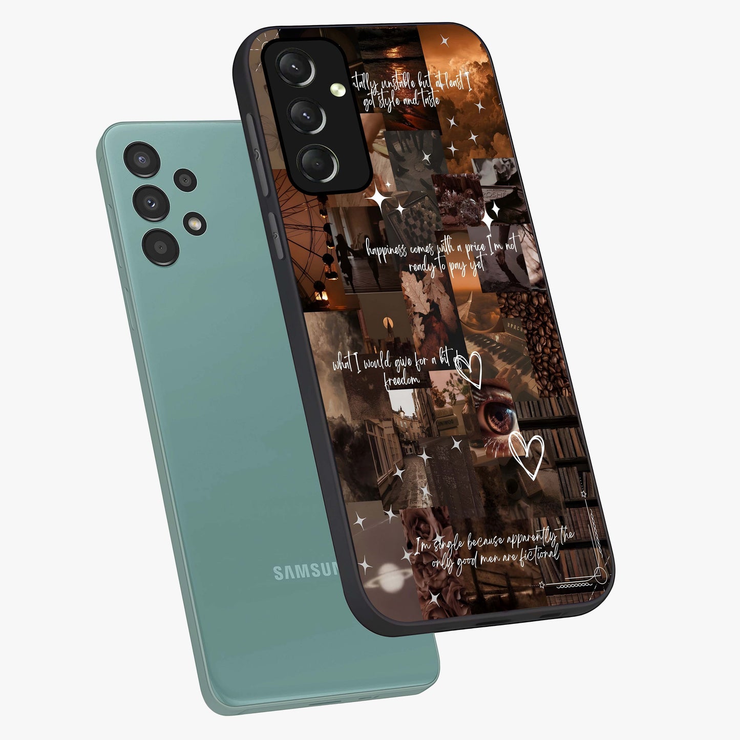 Bittersweet Aesthetic Chaos Glass Case displayed in angled mockup highlighting expressive abstract artwork and edgy aesthetic theme.