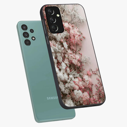 Blush Blossom Cloud Glass Case displayed in angled mockup highlighting soft cloud and blossom design with pastel aesthetic.