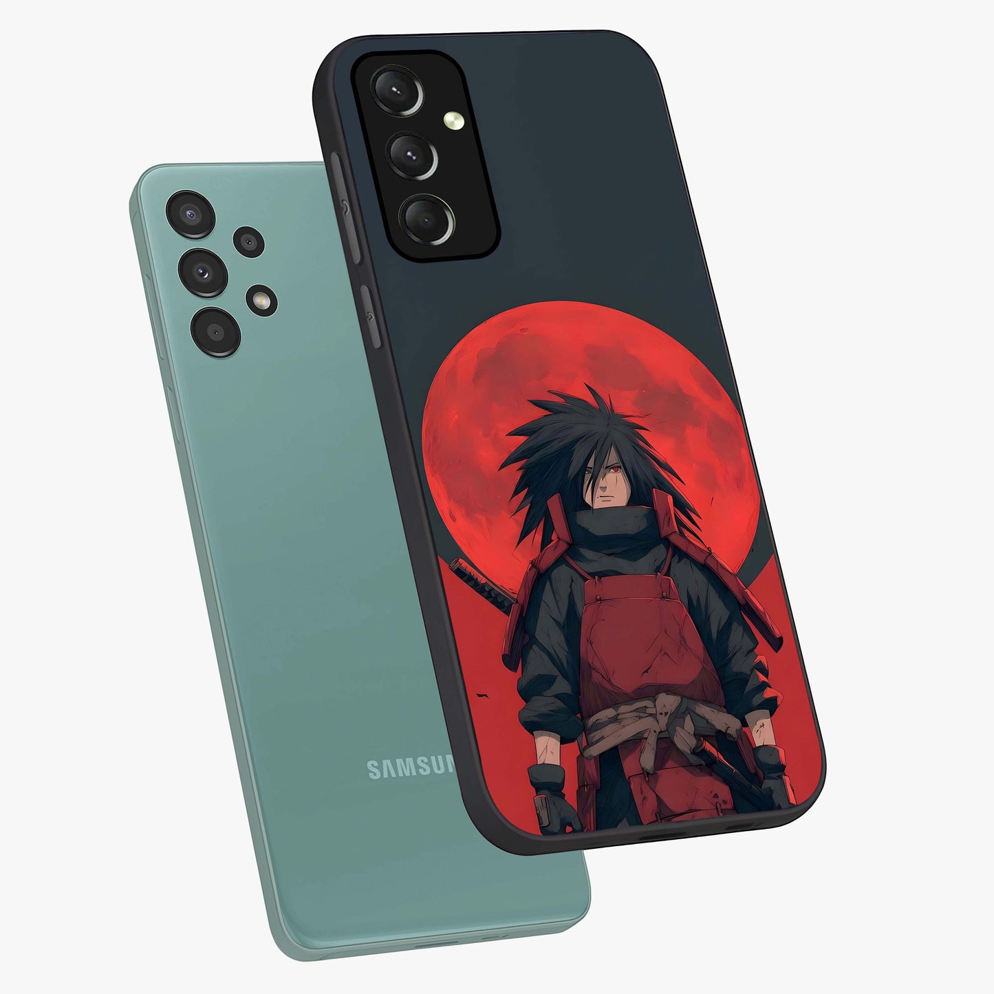Crimson Moon Warlord Glass Case displayed in angled mockup highlighting dramatic crimson moon design with fantasy aesthetic.