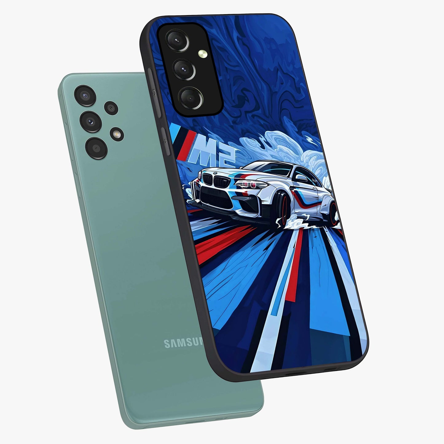 Drift Power Rush Glass Case displayed in angled mockup highlighting powerful drift car design with sporty aesthetic style.