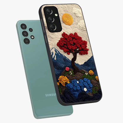 Eternal Nature Tapestry Glass Case displayed in angled mockup highlighting detailed botanical pattern with artistic aesthetic.