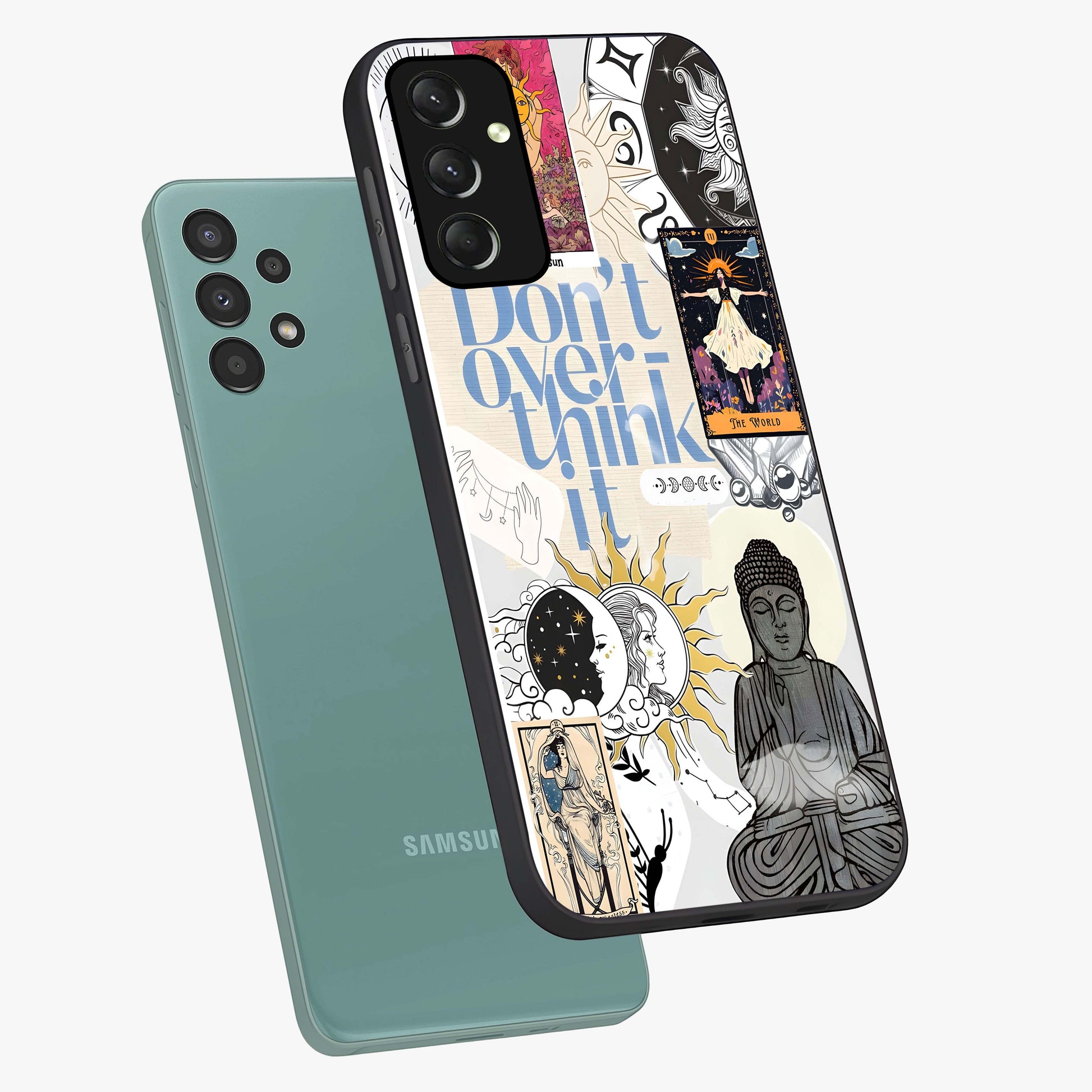 Ethereal Thoughts Glass Case displayed in angled mockup highlighting soft abstract design with calm ethereal aesthetic.