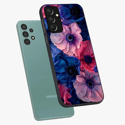 Flower Paper Art Pattern Glass Case displayed in angled mockup highlighting layered paper flower design with artistic aesthetic.