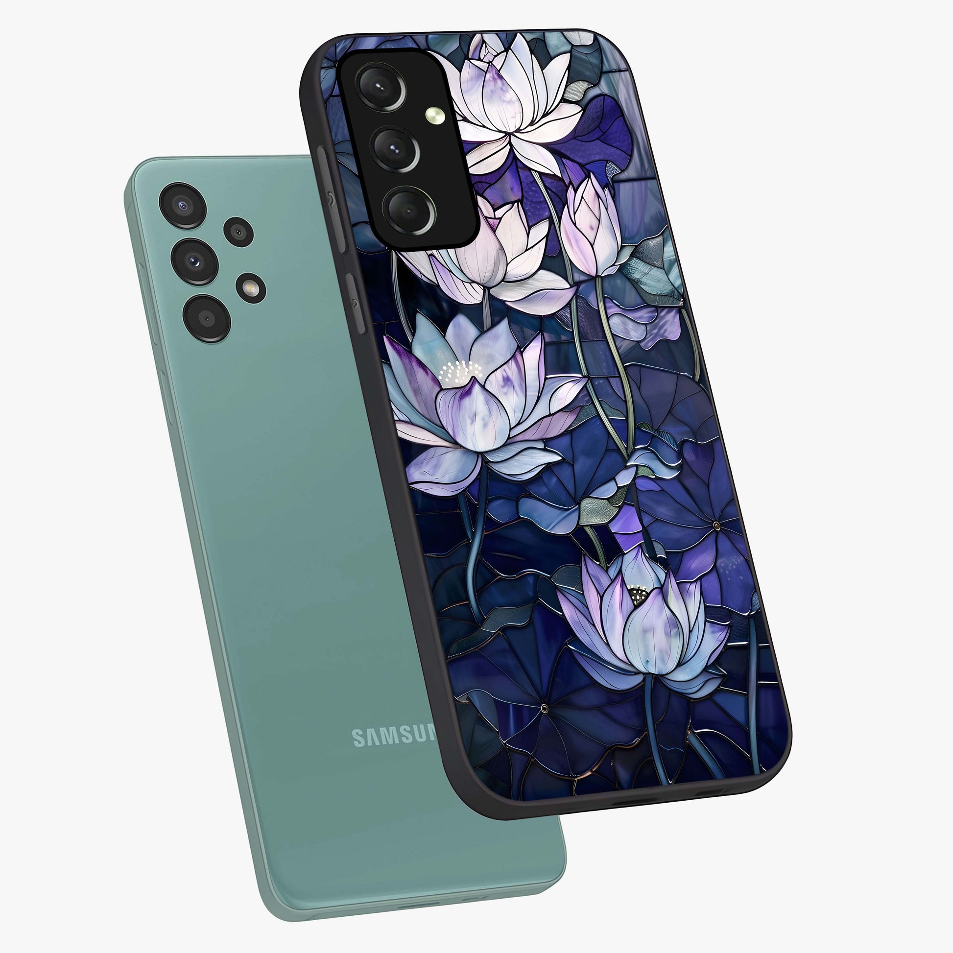 Gloss Petal Rush Glass Case displayed in angled mockup highlighting vibrant petal design with elegant floral aesthetic.