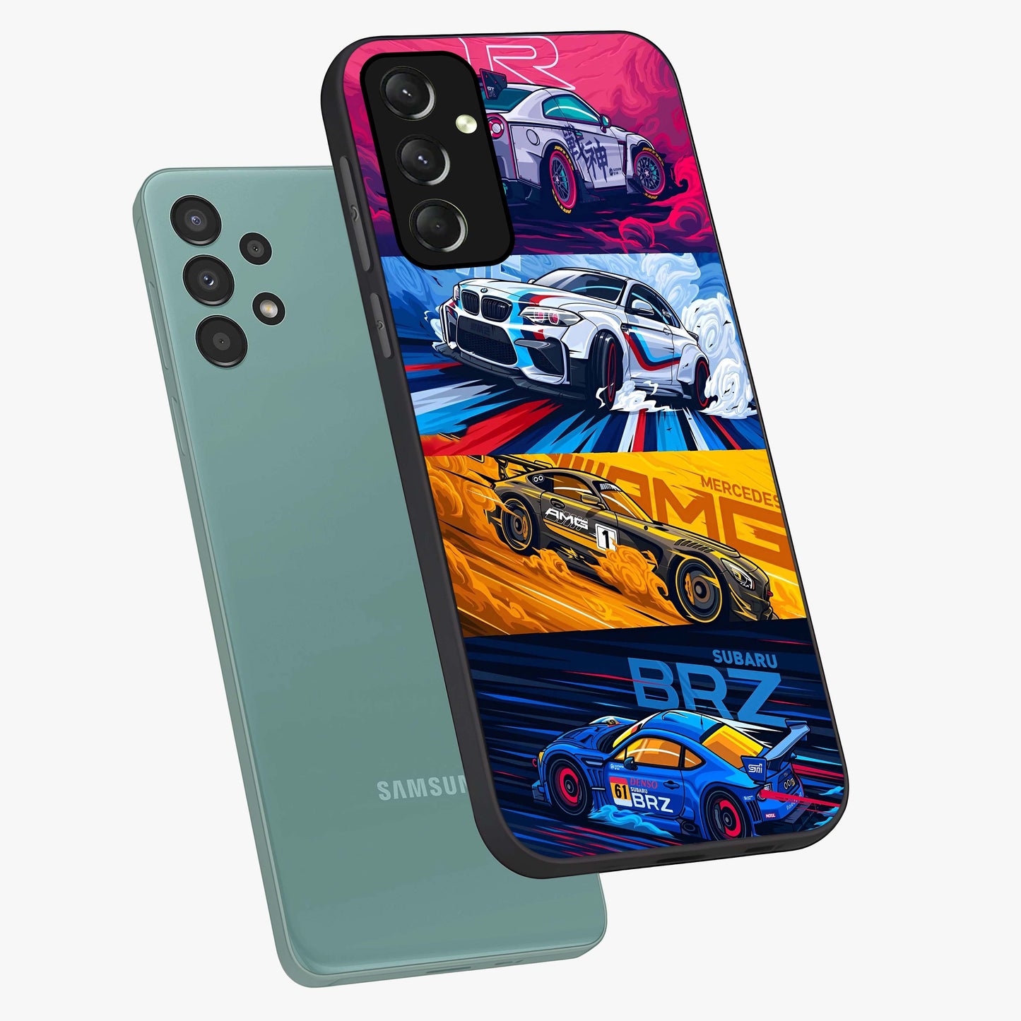 JDM Sports Car Glass Case displayed in angled mockup highlighting sleek Japanese racing car design with automotive aesthetic.