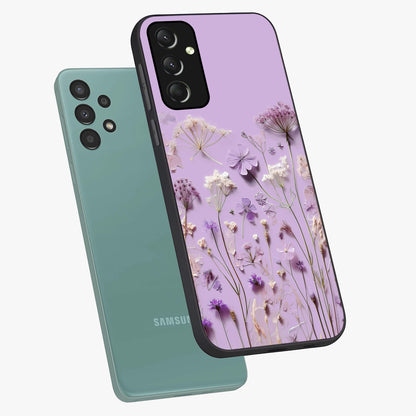 Lavender Blossom Dream Glass Case displayed in angled mockup highlighting dreamy lavender flower design with calming aesthetic style.