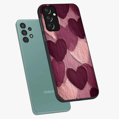 Layered Paper Hearts Glass Case displayed in angled mockup highlighting creative paper craft heart design with romantic aesthetic.