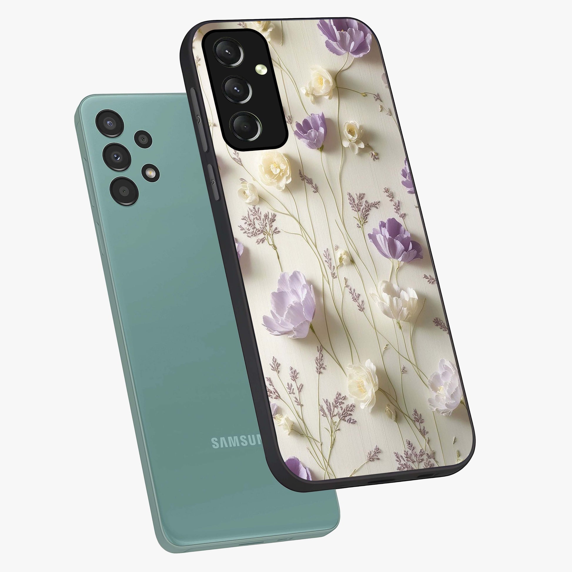 Lilac Breeze Harmony Glass Case displayed in angled mockup highlighting calm lilac breeze design with soothing aesthetic style.