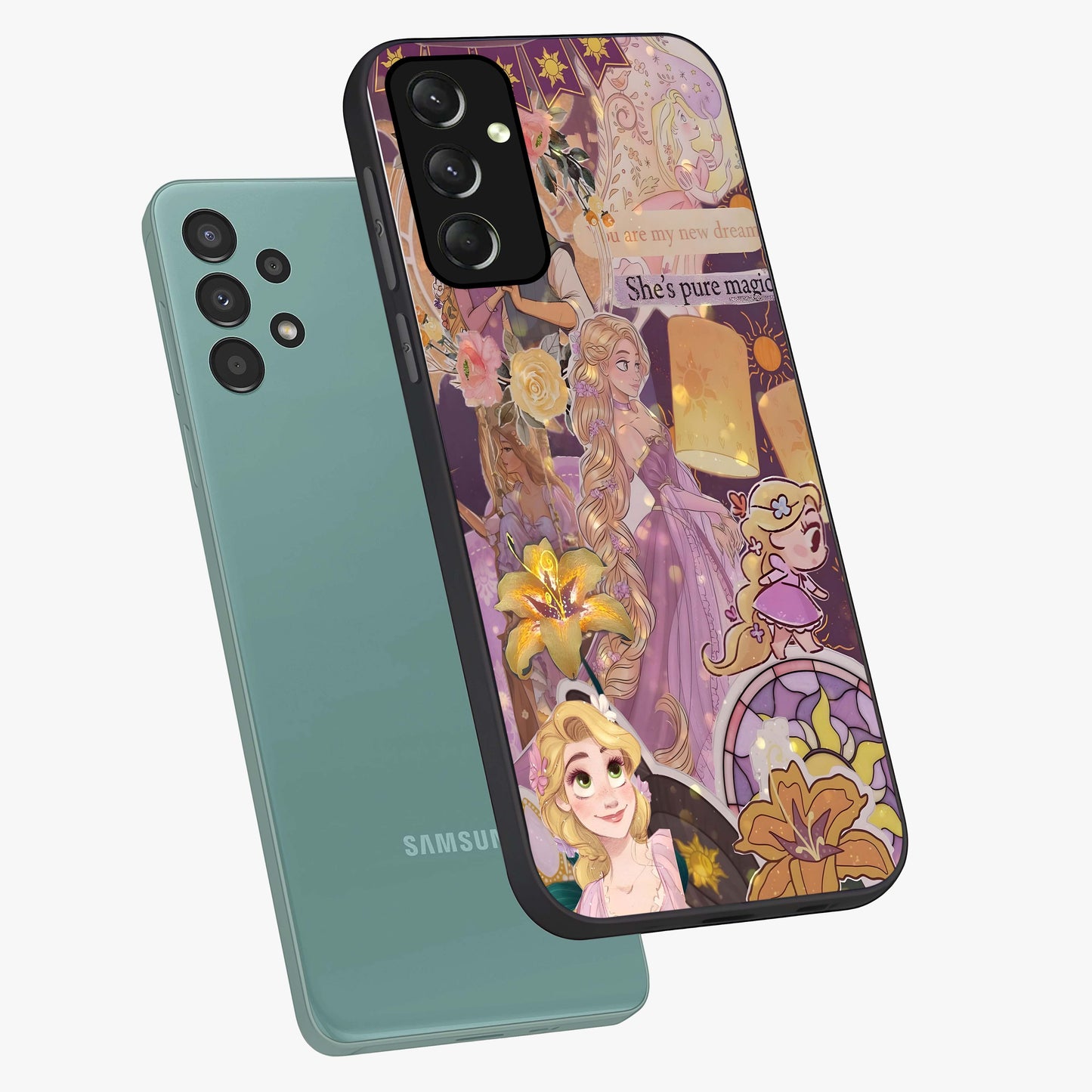 Magical Tangled Dream Glass Case displayed in angled mockup highlighting whimsical fantasy design with magical aesthetic.