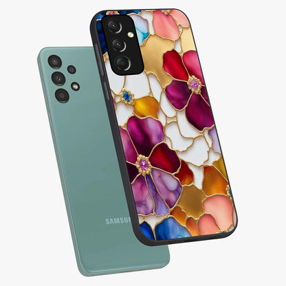 Marble Flower Pattern Glass Case displayed in angled mockup highlighting elegant marble floral design with modern aesthetic.