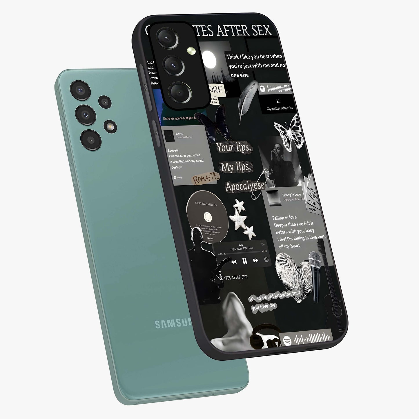 Midnight Love Echo Glass Case displayed in angled mockup highlighting elegant love inspired design with deep aesthetic style.