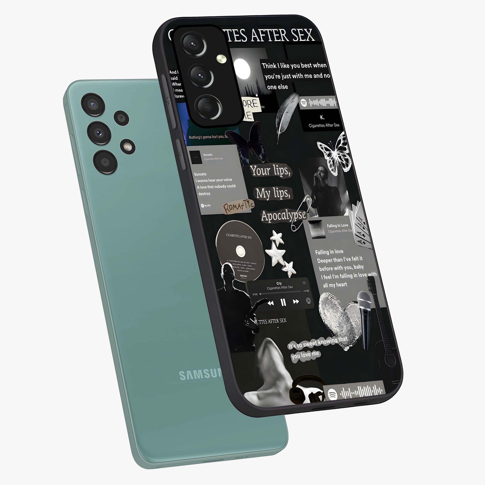Midnight Love Echo Glass Case displayed in angled mockup highlighting elegant love inspired design with deep aesthetic style.