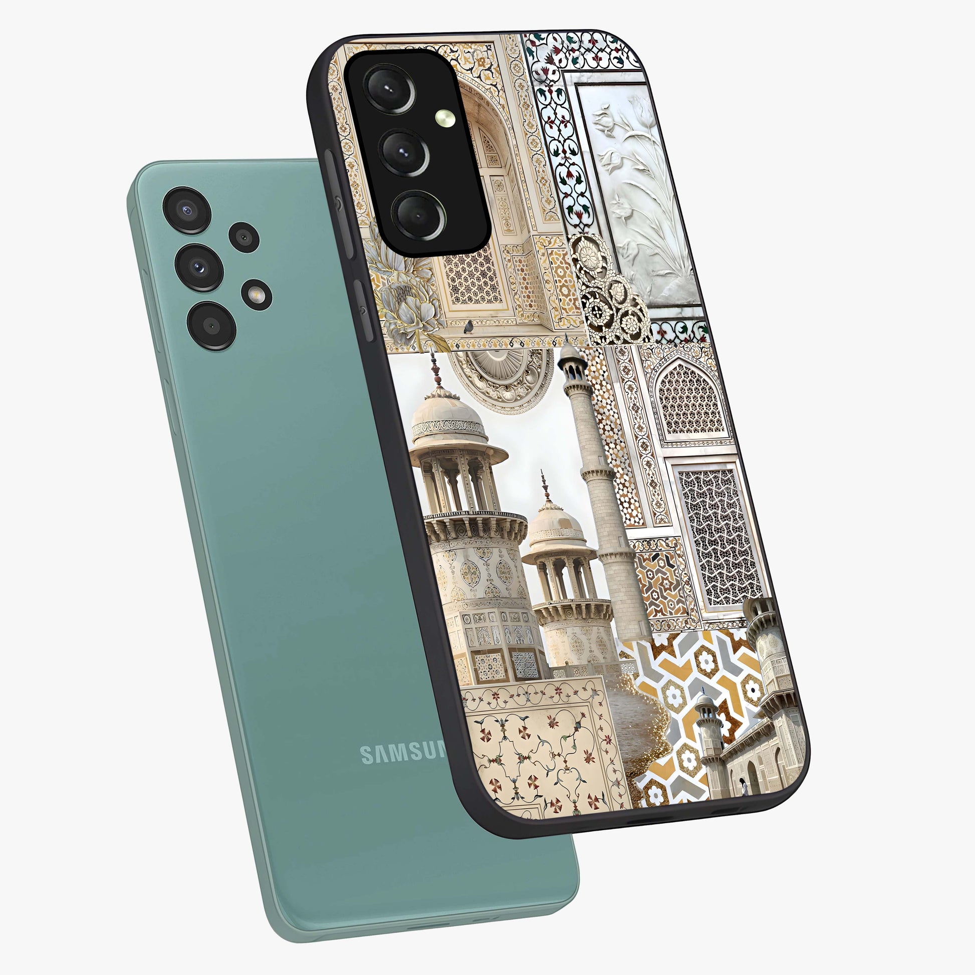 Mughal Marble Legacy Glass Case displayed in angled mockup highlighting elegant heritage marble artwork with royal aesthetic.