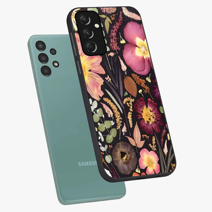 Petal Dream Tapestry Glass Case displayed in angled mockup highlighting decorative petal pattern with elegant botanical aesthetic.