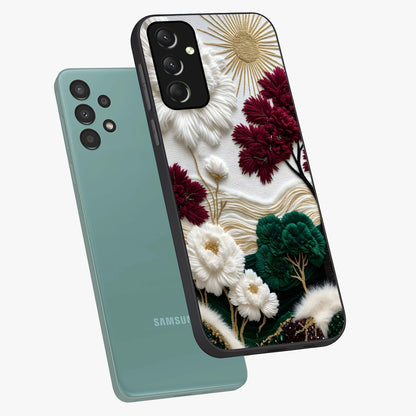 Radiant Bloom Elegance Glass Case displayed in angled mockup highlighting graceful floral design with radiant aesthetic style.