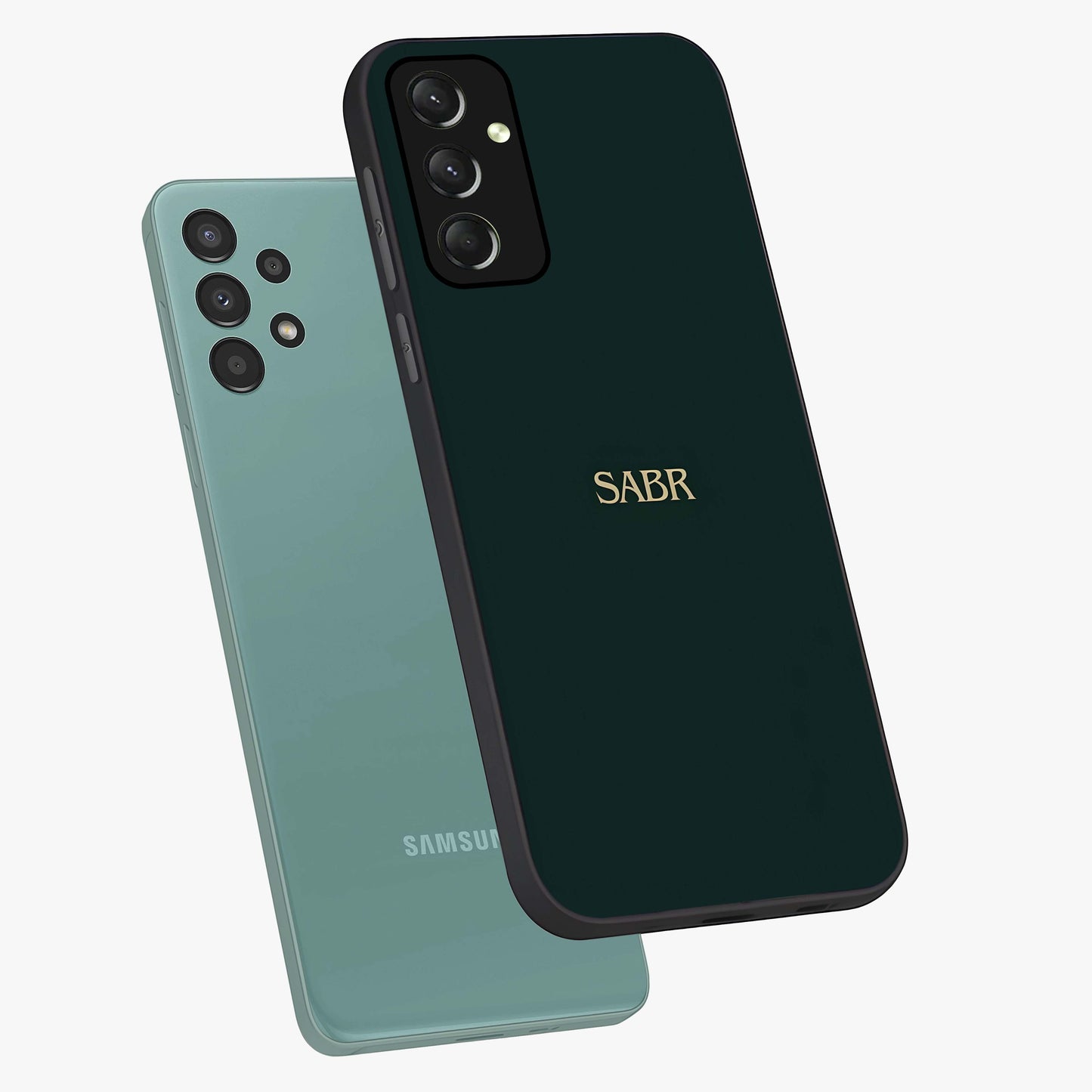 Sabr Minimal Patience Glass Case displayed in angled mockup highlighting simple inspirational design with clean aesthetic style.