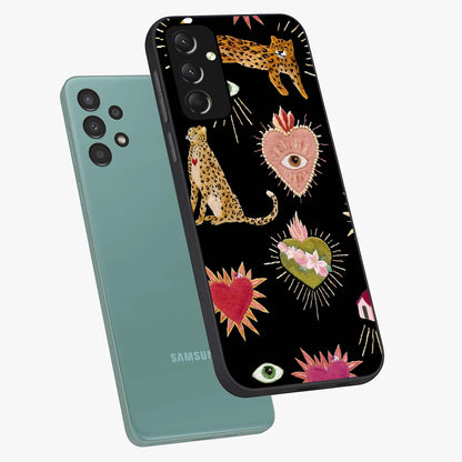 Sacred Jungle Heart Glass Case displayed in angled mockup highlighting lush tropical design with natural aesthetic style.