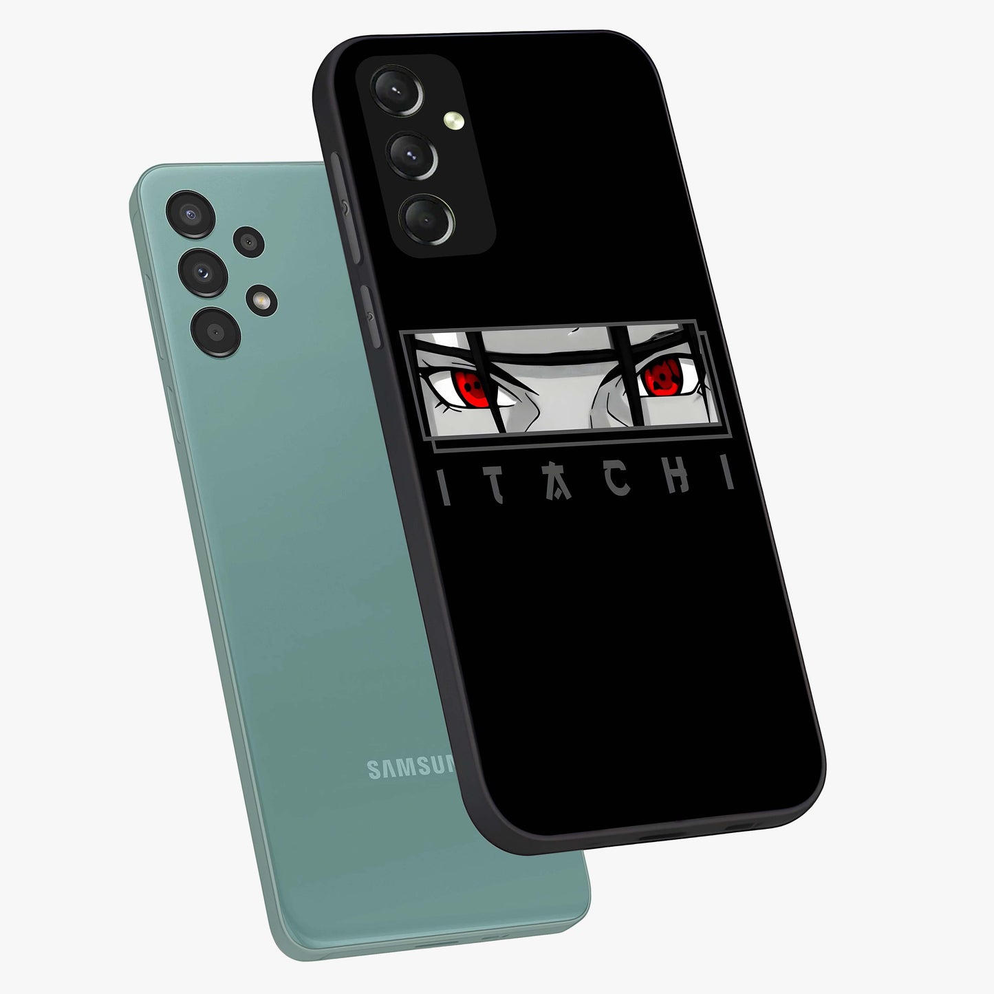 Scarlet Gaze Dominance Glass Case displayed in angled mockup highlighting intense visual design with bold scarlet aesthetic.