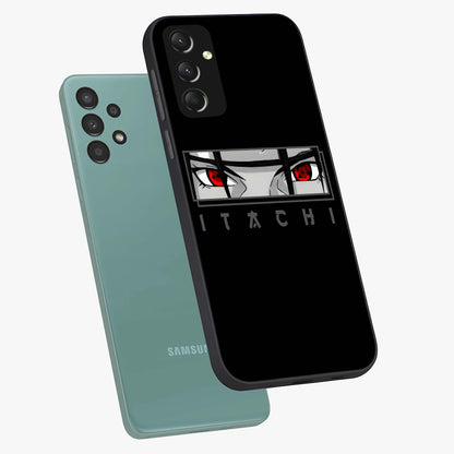 Scarlet Gaze Dominance Glass Case displayed in angled mockup highlighting intense visual design with bold scarlet aesthetic.