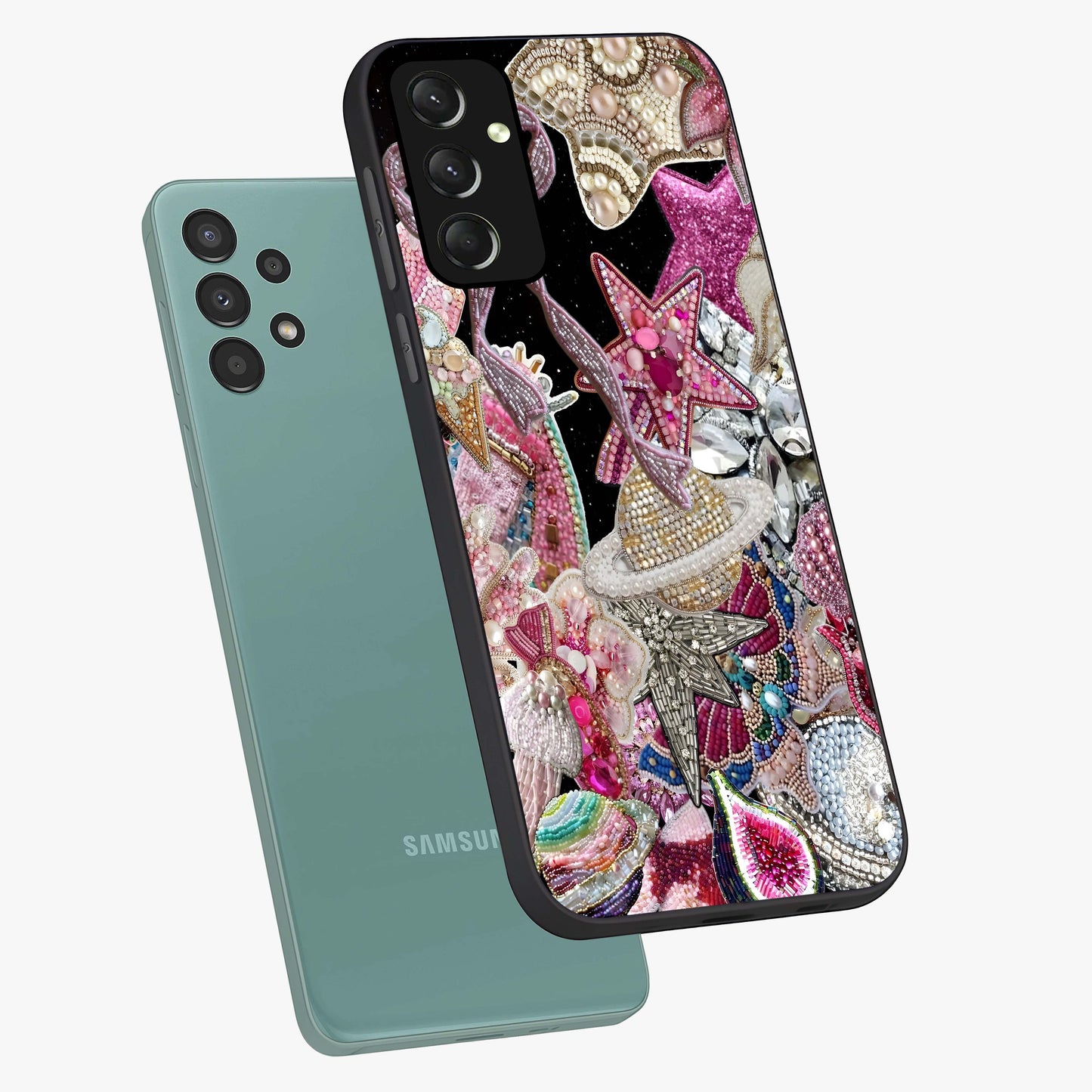 Starlit Jewel Dream Glass Case displayed in angled mockup highlighting glowing celestial jewel design with dreamy aesthetic.