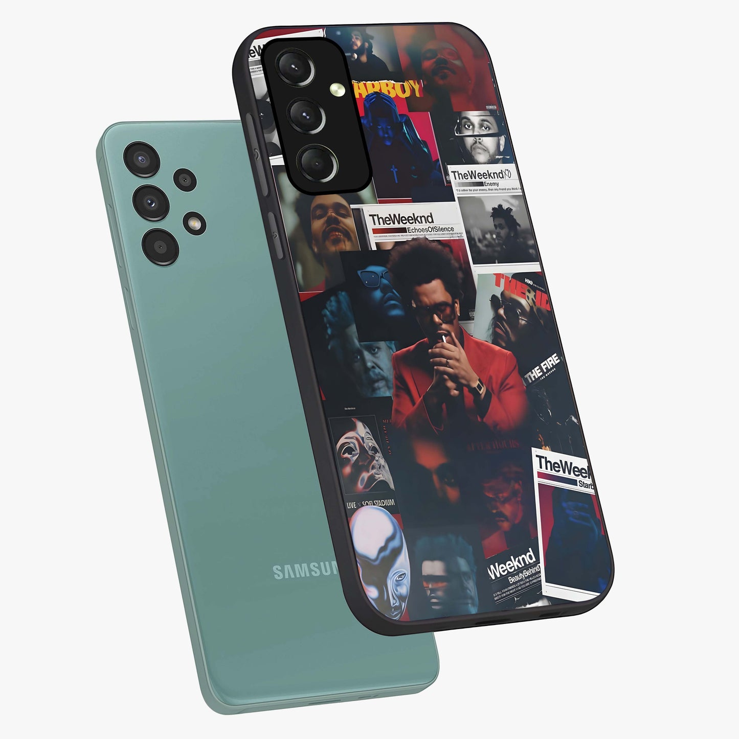 The Weeknd Glass Case displayed in angled mockup highlighting stylish pop culture inspired design with modern aesthetic.