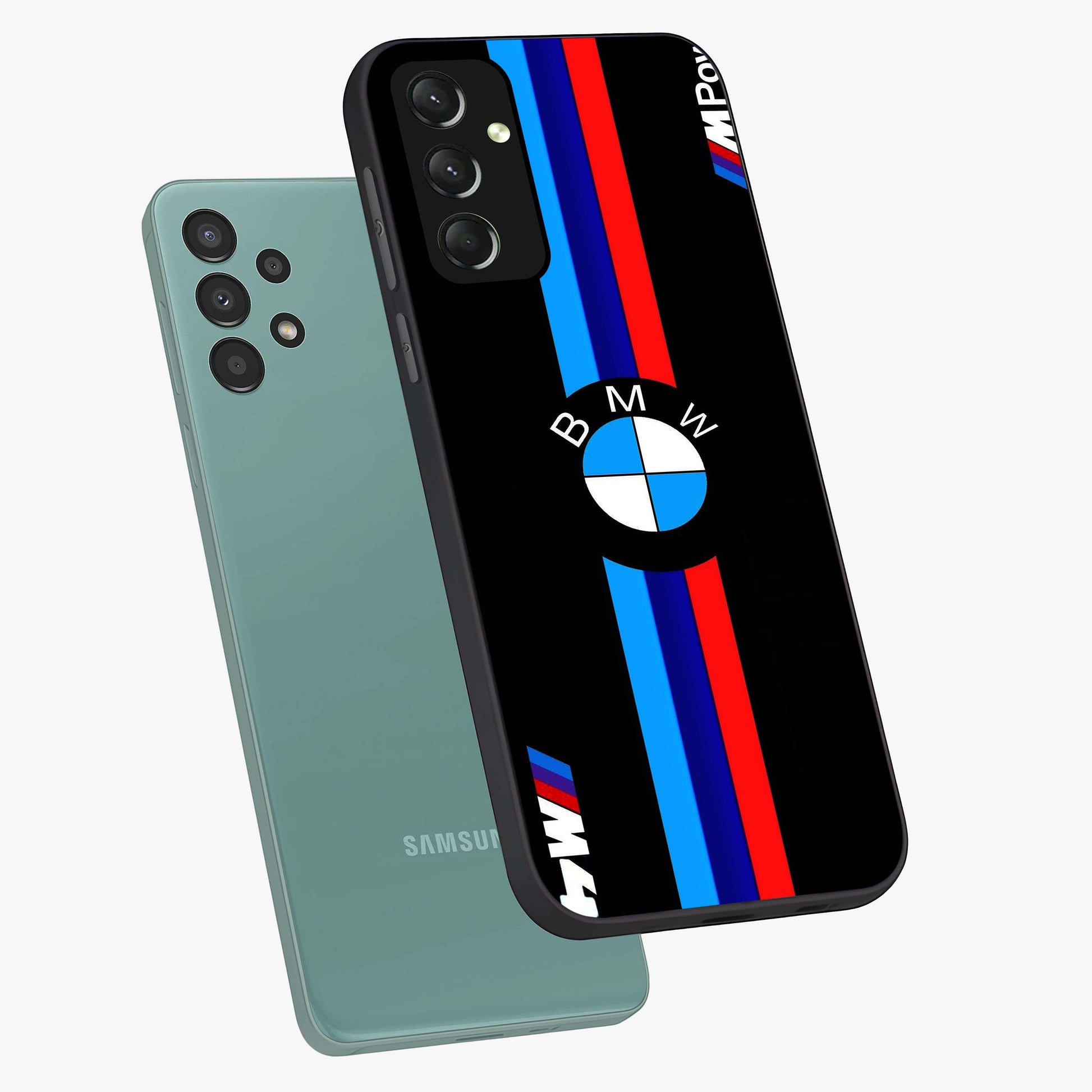 Turbo BMW Beast Glass Case displayed in angled mockup highlighting sleek racing car design with bold automotive aesthetic.