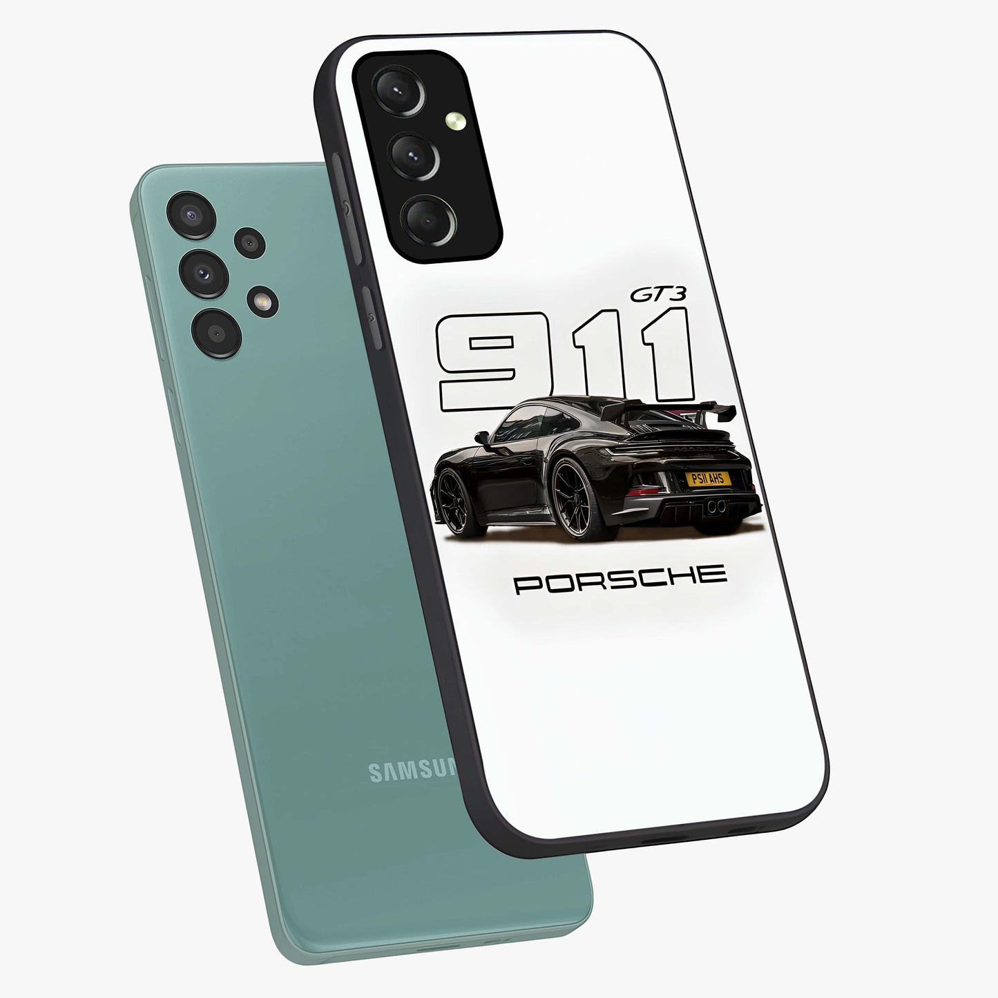 Turbo Legacy Icon Glass Case displayed in angled mockup highlighting dynamic automotive design with performance aesthetic.