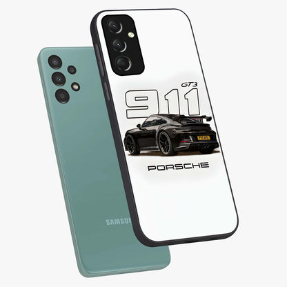 Turbo Legacy Icon Glass Case displayed in angled mockup highlighting dynamic automotive design with performance aesthetic.