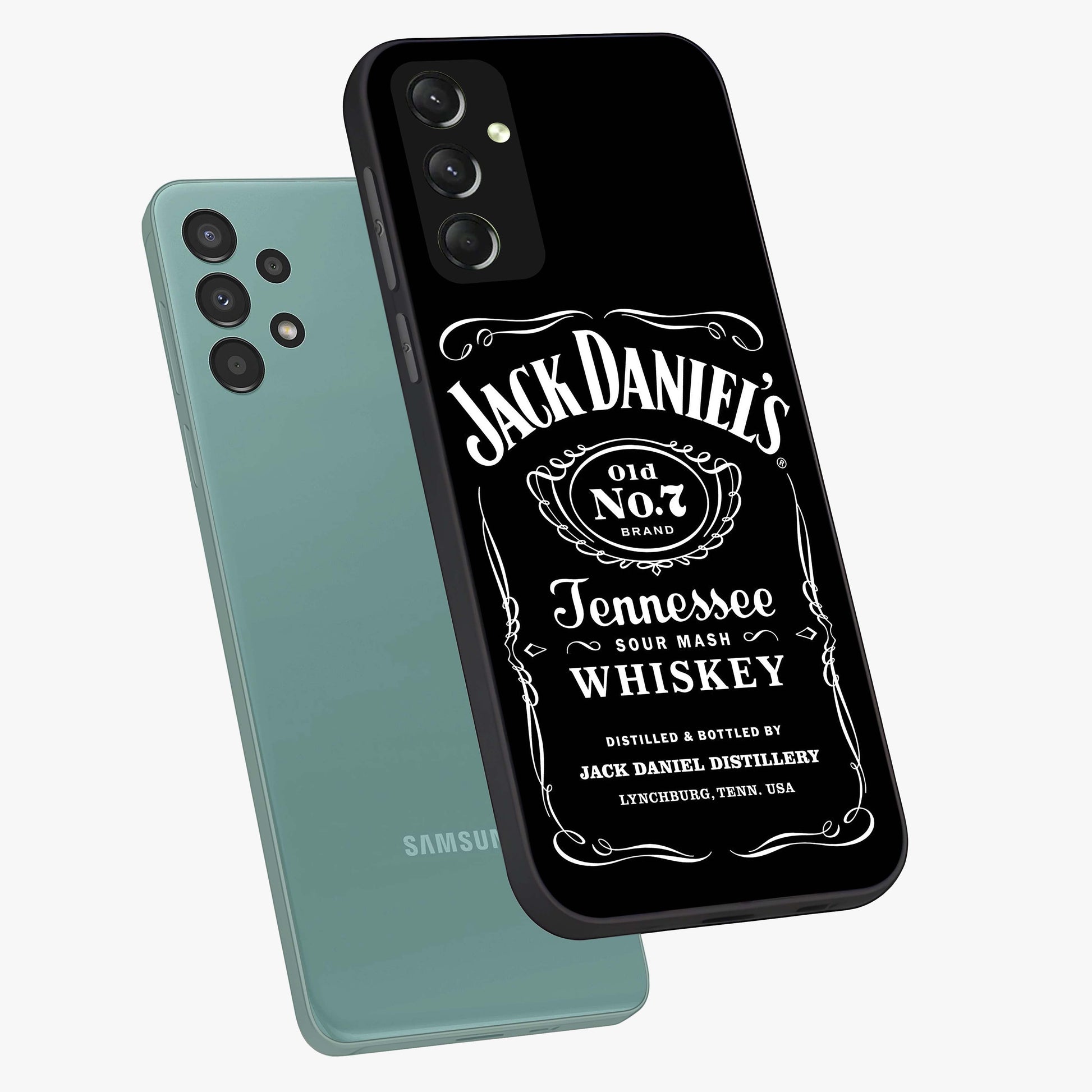 Vintage Whiskey Heritage Glass Case displayed in angled mockup highlighting retro beverage themed design with heritage aesthetic.