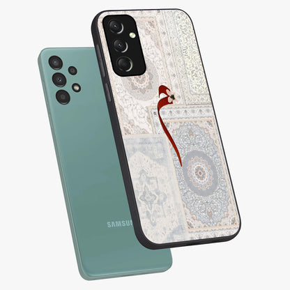 White Aesthetic Bow Glass Case displayed in angled mockup highlighting clean bow design with soft aesthetic style.