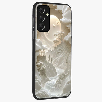 Celestial Origami Glass Case upright view showcasing creative origami artwork with modern celestial style.