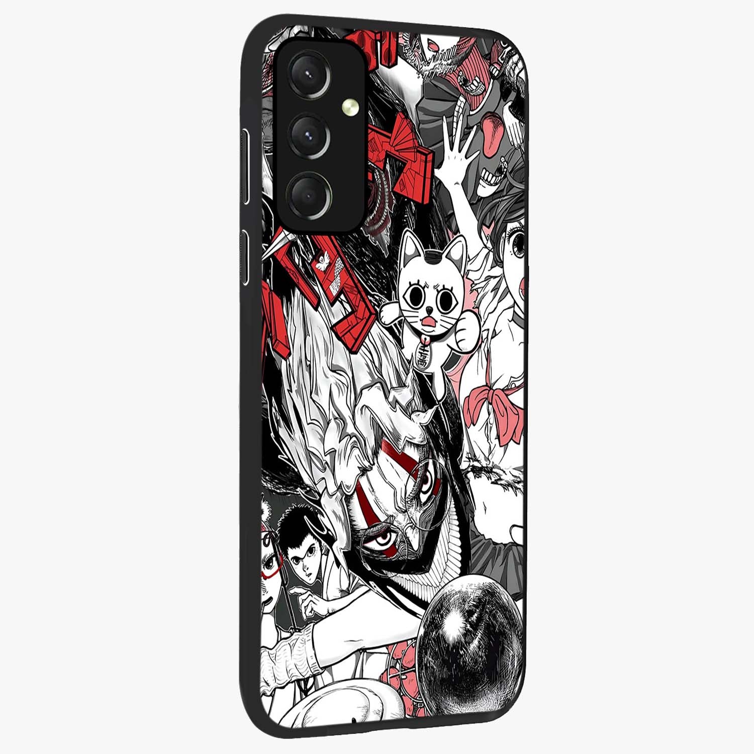 Crimson Chaos Panel Glass Case upright view showcasing intense crimson artwork with dramatic aesthetic style.