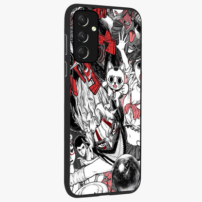 Crimson Chaos Panel Glass Case upright view showcasing intense crimson artwork with dramatic aesthetic style.