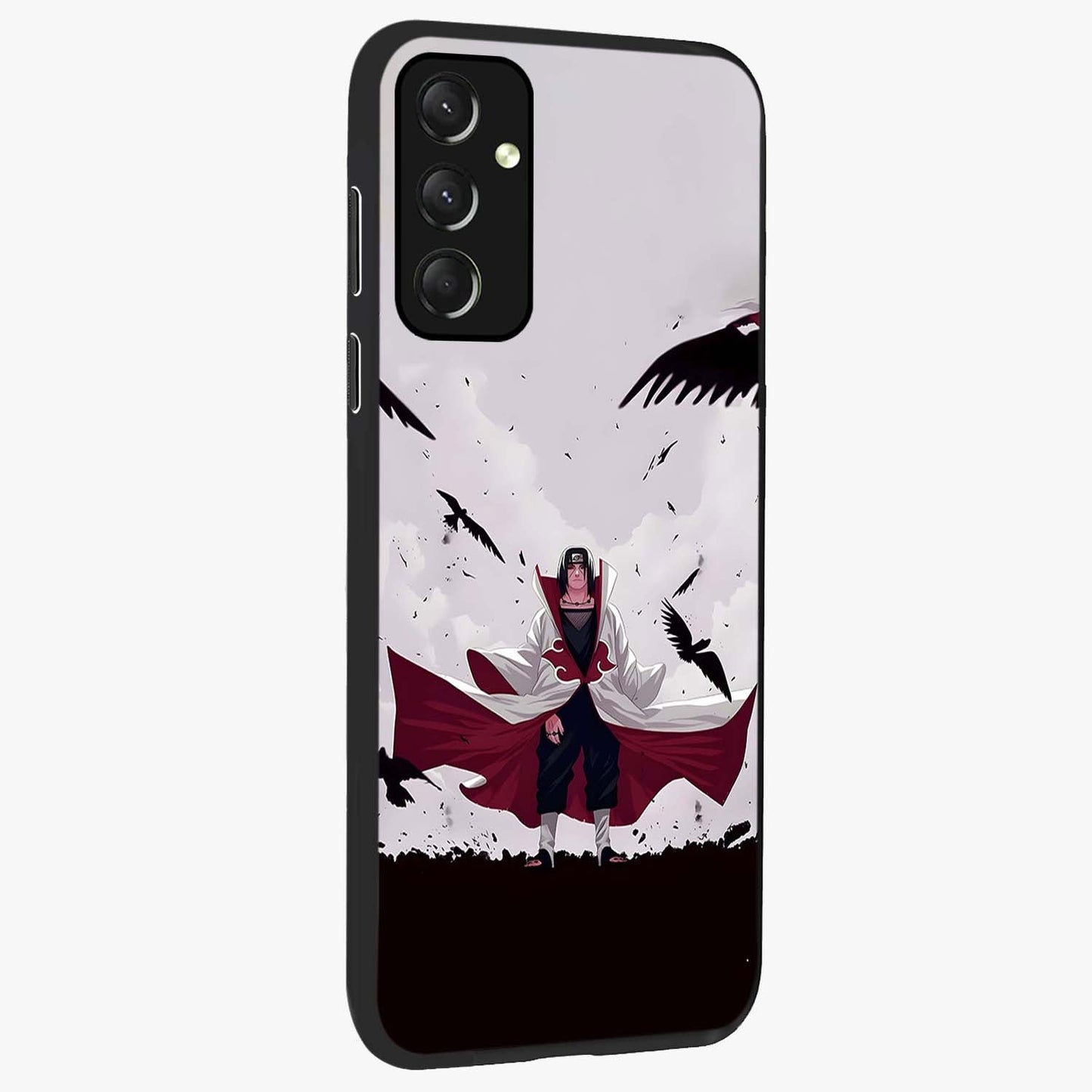 Crimson Crow Ascension Glass Case upright view showcasing dramatic crow artwork with bold gothic theme.