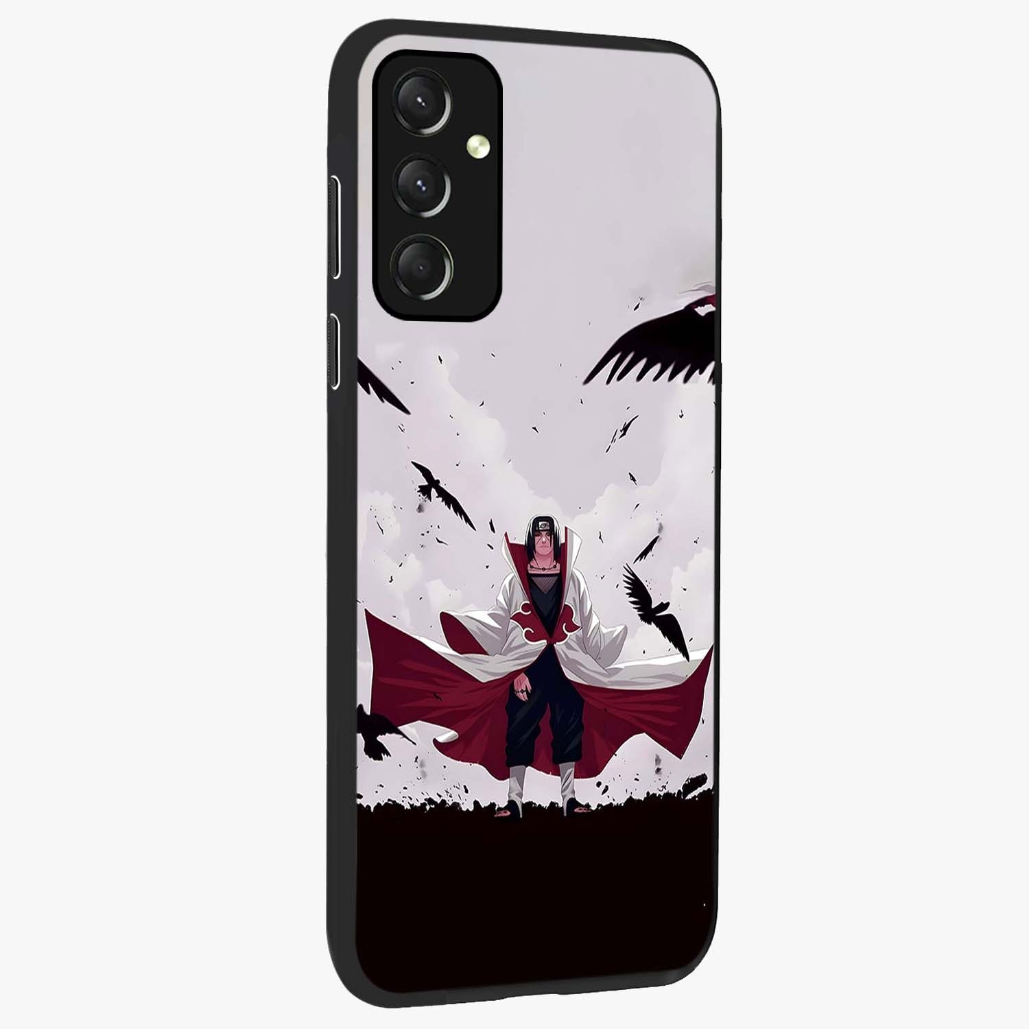 Crimson Crow Ascension Glass Case upright view showcasing dramatic crow artwork with bold gothic theme.