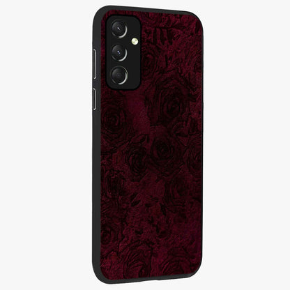 Crimson Fade Flow Glass Case upright view showcasing dynamic crimson flow artwork with stylish abstract theme.