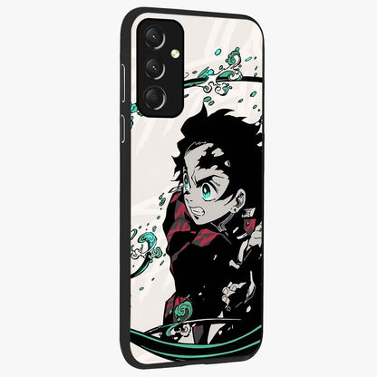 Demon Slayer Glass Case upright view showcasing powerful anime artwork with intense warrior theme.