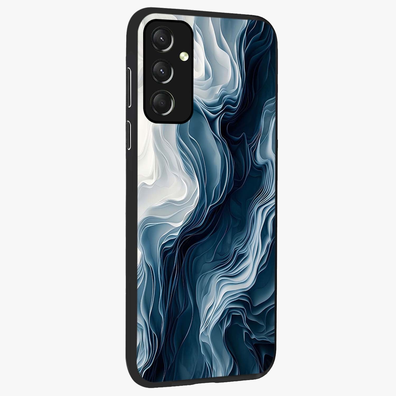 Ethereal Paper Marble Glass Case upright view showcasing smooth marble artwork with refined minimalist theme.