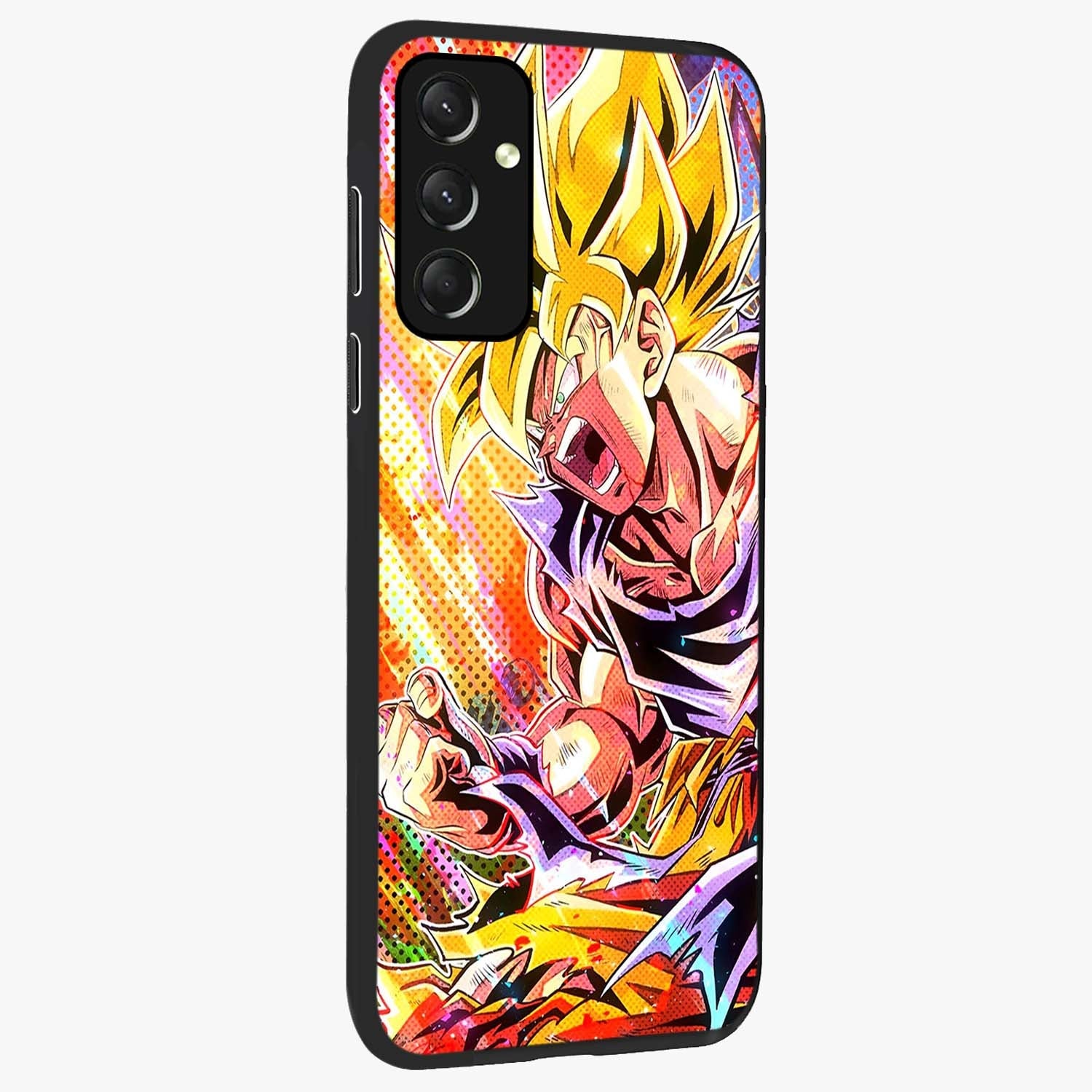 Firing Goku Glass Case upright view showcasing energetic anime artwork with bold warrior theme.
