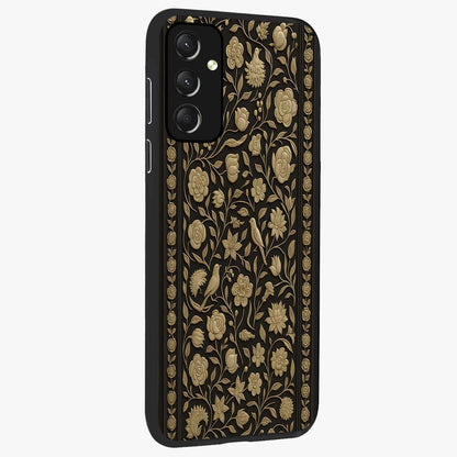 Golden Evil Eye Mandala Glass Case upright view showcasing decorative evil eye mandala artwork with spiritual aesthetic style.