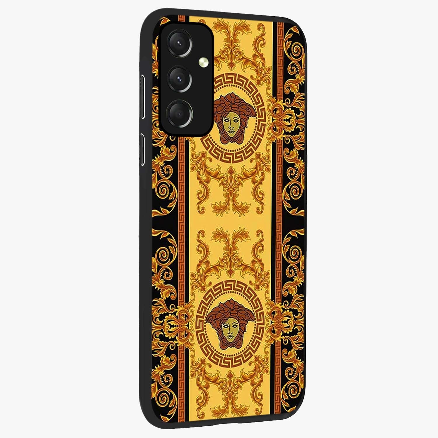 Golden Lotus Glow Glass Case upright view showcasing luminous lotus artwork with peaceful divine theme.