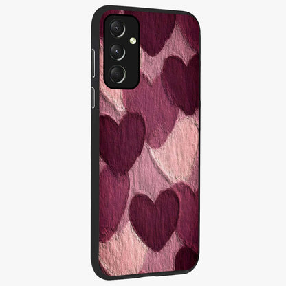 Layered Paper Hearts Glass Case upright view showcasing decorative layered heart artwork with sweet love theme.