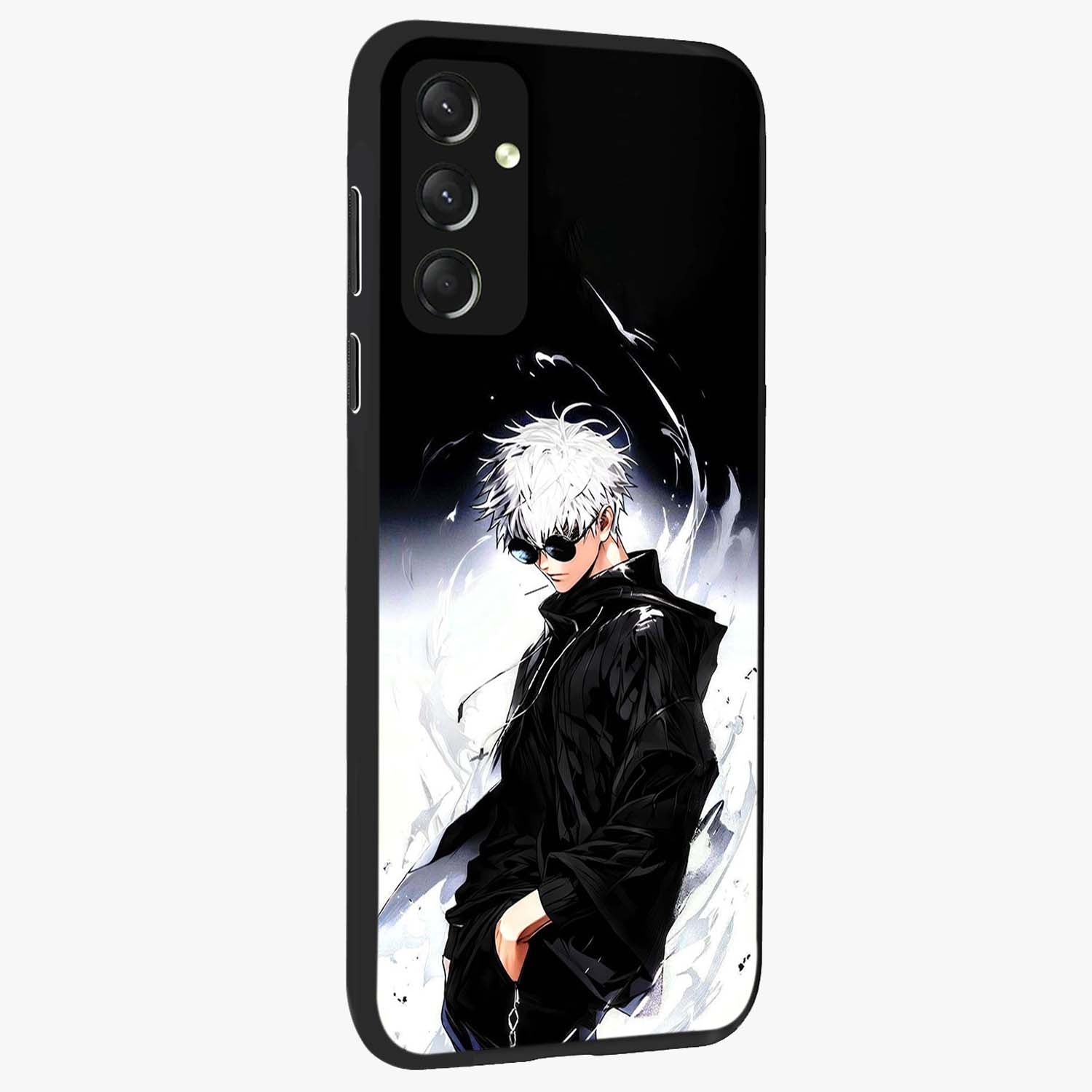 Limitless Shadow King Glass Case upright view showcasing bold shadow warrior artwork with epic fantasy theme.