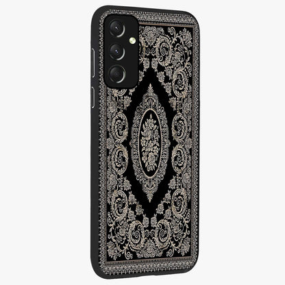 Noir Bloom Elegance Glass Case upright view showcasing graceful floral artwork with luxurious dark theme.