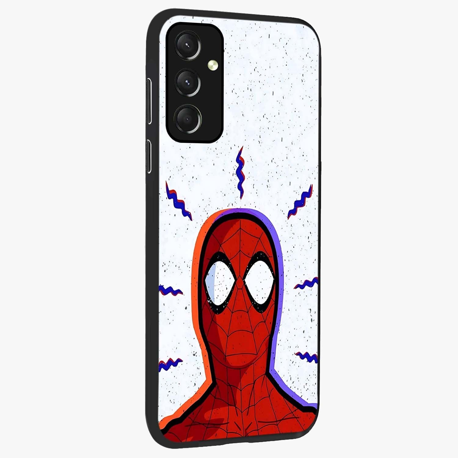 Omg Spiderman Glass Case upright view showcasing energetic superhero artwork with vibrant comic theme.